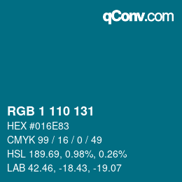 Color code: RGB 1 110 131 | qconv.com