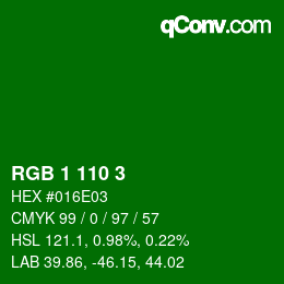 Color code: RGB 1 110 3 | qconv.com