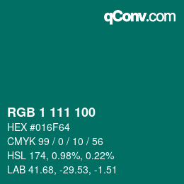Color code: RGB 1 111 100 | qconv.com