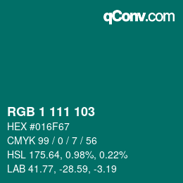 Farbcode: RGB 1 111 103 | qconv.com