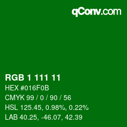 カラーコード: RGB 1 111 11 | qconv.com