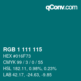 Color code: RGB 1 111 115 | qconv.com