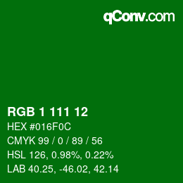 Color code: RGB 1 111 12 | qconv.com