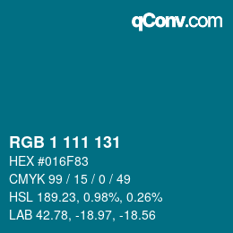 カラーコード: RGB 1 111 131 | qconv.com