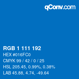 Color code: RGB 1 111 192 | qconv.com