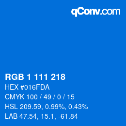 Color code: RGB 1 111 218 | qconv.com