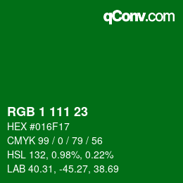 颜色代码: RGB 1 111 23 | qconv.com