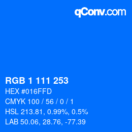Color code: RGB 1 111 253 | qconv.com