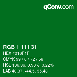 Color code: RGB 1 111 31 | qconv.com