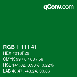 Color code: RGB 1 111 41 | qconv.com
