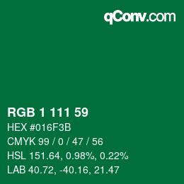 カラーコード: RGB 1 111 59 | qconv.com