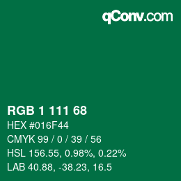 颜色代码: RGB 1 111 68 | qconv.com