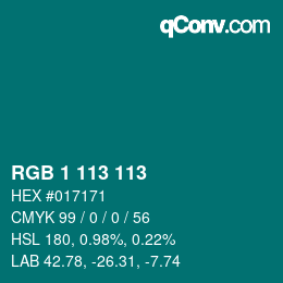 Color code: RGB 1 113 113 | qconv.com