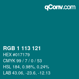 Color code: RGB 1 113 121 | qconv.com