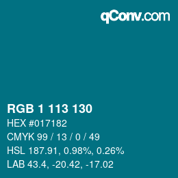 Color code: RGB 1 113 130 | qconv.com