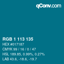 Color code: RGB 1 113 135 | qconv.com