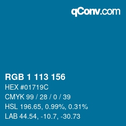 Color code: RGB 1 113 156 | qconv.com