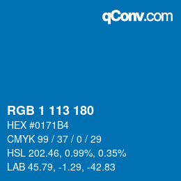Color code: RGB 1 113 180 | qconv.com