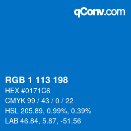Color code: RGB 1 113 198 | qconv.com