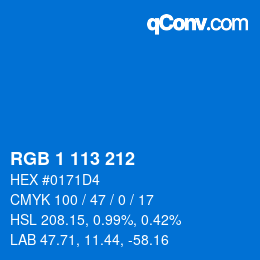 Color code: RGB 1 113 212 | qconv.com