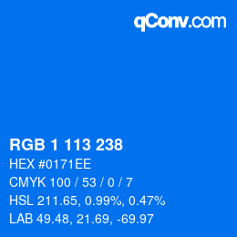 カラーコード: RGB 1 113 238 | qconv.com