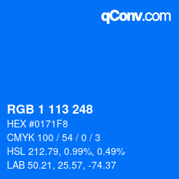 カラーコード: RGB 1 113 248 | qconv.com