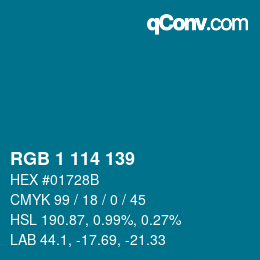 Color code: RGB 1 114 139 | qconv.com