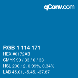 Color code: RGB 1 114 171 | qconv.com