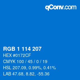 Color code: RGB 1 114 207 | qconv.com