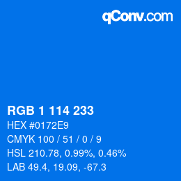 Color code: RGB 1 114 233 | qconv.com