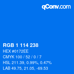 Color code: RGB 1 114 238 | qconv.com