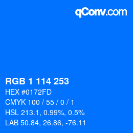 Color code: RGB 1 114 253 | qconv.com