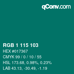 カラーコード: RGB 1 115 103 | qconv.com