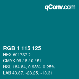 Color code: RGB 1 115 125 | qconv.com