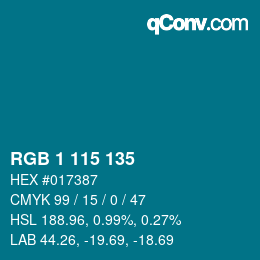 Color code: RGB 1 115 135 | qconv.com