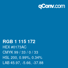 Color code: RGB 1 115 172 | qconv.com