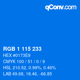 Color code: RGB 1 115 233 | qconv.com