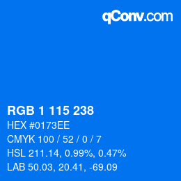 Color code: RGB 1 115 238 | qconv.com