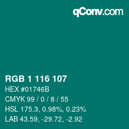 Color code: RGB 1 116 107 | qconv.com