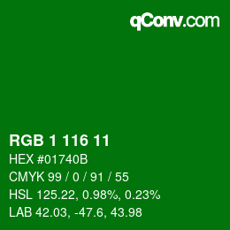 Color code: RGB 1 116 11 | qconv.com