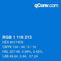 Color code: RGB 1 116 213 | qconv.com