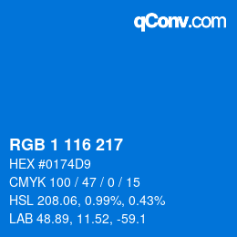 Color code: RGB 1 116 217 | qconv.com