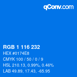 Color code: RGB 1 116 232 | qconv.com