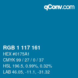 Color code: RGB 1 117 161 | qconv.com