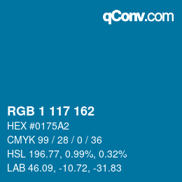 Color code: RGB 1 117 162 | qconv.com