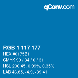 Color code: RGB 1 117 177 | qconv.com