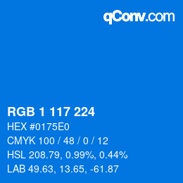 カラーコード: RGB 1 117 224 | qconv.com