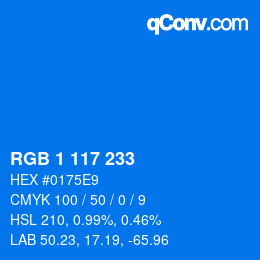 Color code: RGB 1 117 233 | qconv.com