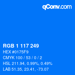 Color code: RGB 1 117 249 | qconv.com