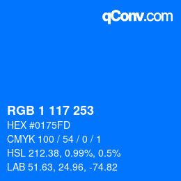 Color code: RGB 1 117 253 | qconv.com